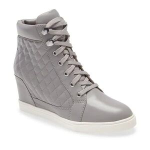 PAOLO LINEA PAOLO Fiji High Top Platform Wedge Grey Quilted Sneaker US Size 8